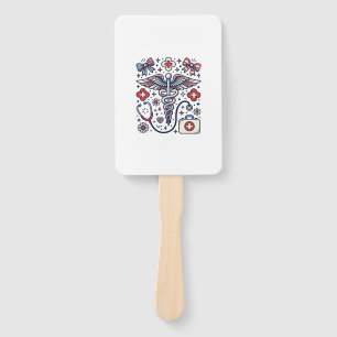Vintage Medical Caduceus Patriotic Nurse Vector De Hand Fan