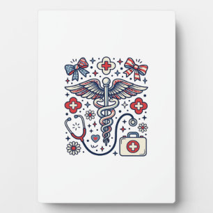 Vintage Medical Caduceus Patriotic Nurse Vector De Plaque