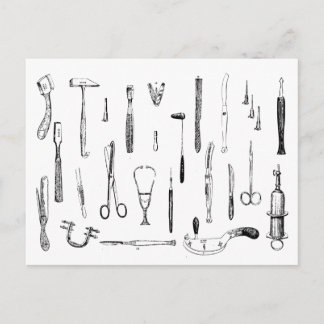 Vintage medical instruments postcard