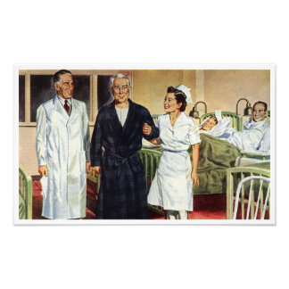 Vintage Medicine, Doctor and Nurse with Patient Photo Print