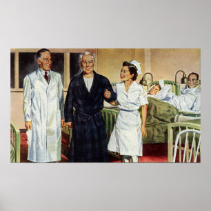 Vintage Medicine, Doctor and Nurse with Patient Poster