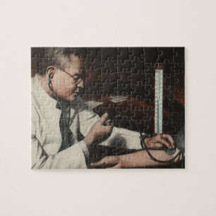 Vintage Medicine, Doctor Examining a Sick Patient Jigsaw Puzzle