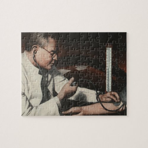 Vintage Medicine Doctor Examining a Sick Patient Jigsaw Puzzle
