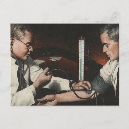 Vintage Medicine Doctor Examining a Sick Patient Postcard