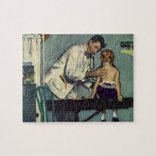 Vintage Medicine, Doctor Seeing a Girl Patient Jigsaw Puzzle
