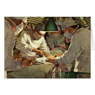 Vintage Medicine, Doctors Performing Surgery in ER Cards