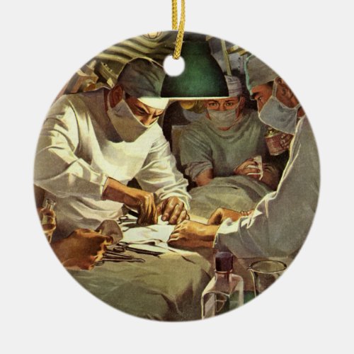 Vintage Medicine Doctors Performing Surgery in ER Ceramic Ornament