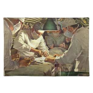 Vintage Medicine, Doctors Performing Surgery in ER Cloth Placemat