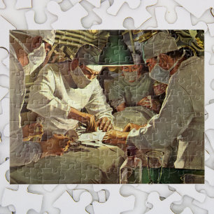 Vintage Medicine, Doctors Performing Surgery in ER Jigsaw Puzzle