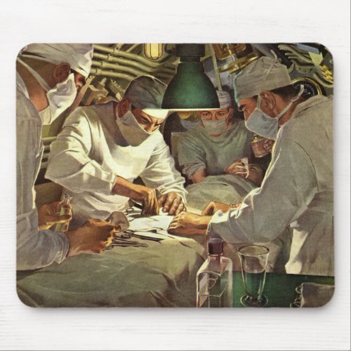 Vintage Medicine Doctors Performing Surgery in ER Mouse Pad
