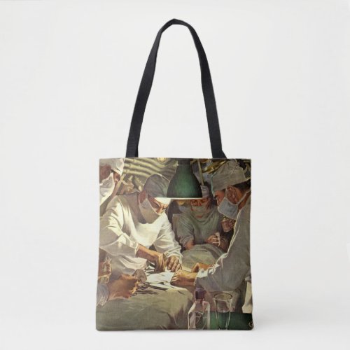 Vintage Medicine Doctors Performing Surgery in ER Tote Bag