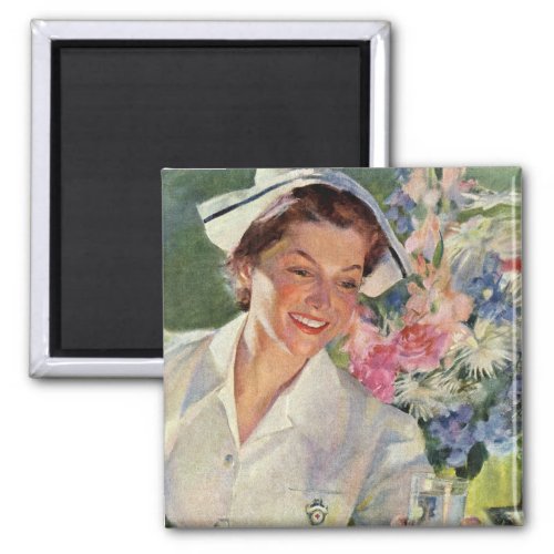 Vintage Medicine Happy Nurse in Uniform Magnet