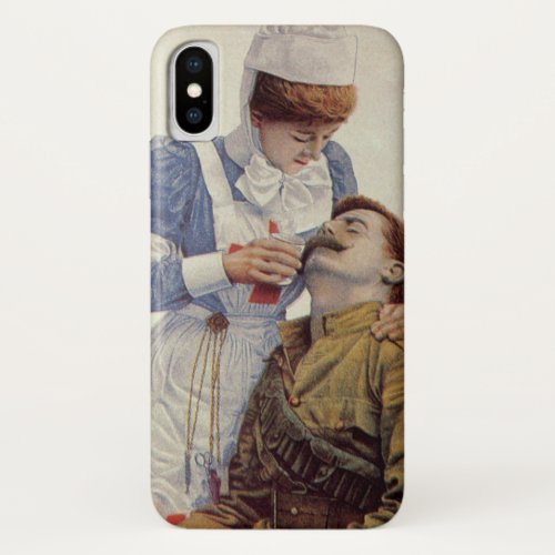 Vintage Medicine Nurse with Civil War Soldier iPhone X Case