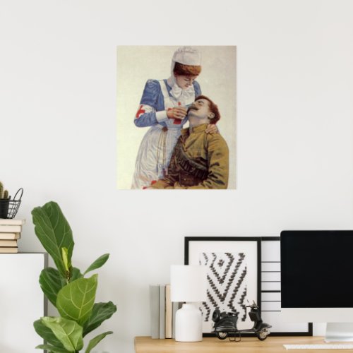 Vintage Medicine Nurse with Civil War Soldier Poster