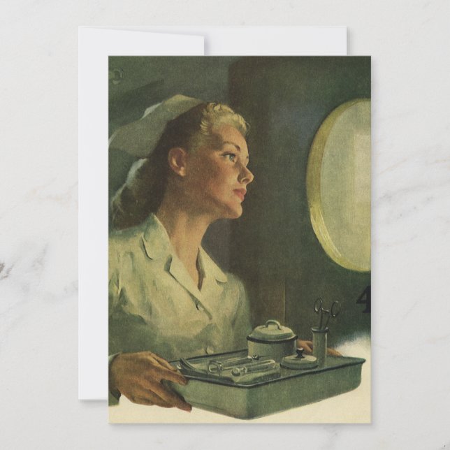 Vintage Medicine, Nurse with Medical Tools Invitation (Front)