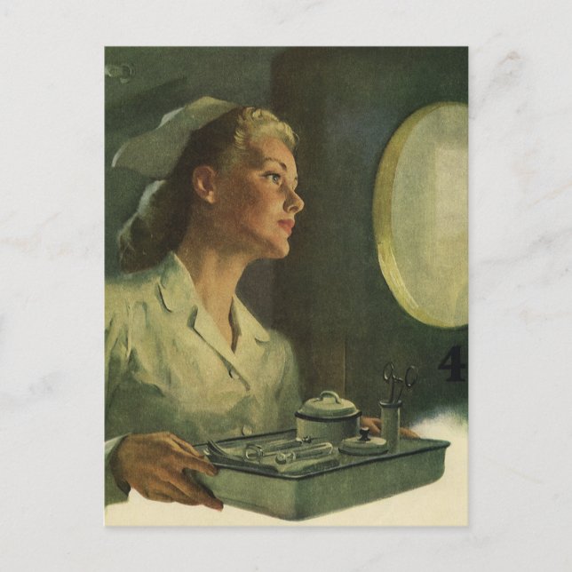 Vintage Medicine, Nurse with Medical Tools Postcard (Front)