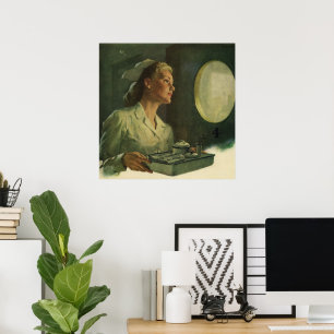 Vintage Medicine, Nurse with Medical Tools Poster