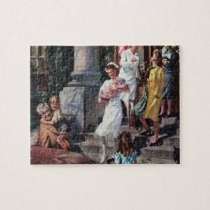 Vintage Medicine, Nurse with Newborn Baby Infant Jigsaw Puzzle