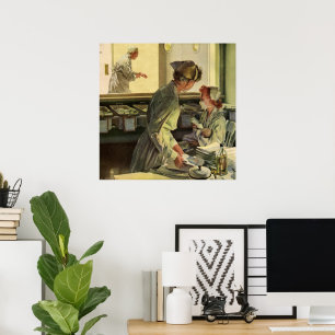 Vintage Medicine, Nurses with Newborn Baby Infants Poster