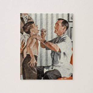 Vintage Medicine, Pediatrician Doctor with Patient Jigsaw Puzzle