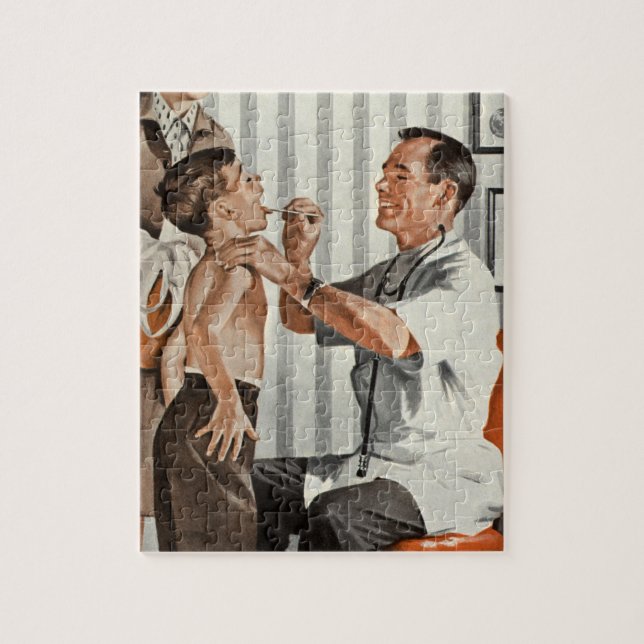 Vintage Medicine, Pediatrician Doctor with Patient Jigsaw Puzzle (Vertical)
