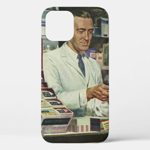 Vintage Medicine Pharmacist and Girl at Pharmacy iPhone 12 Case