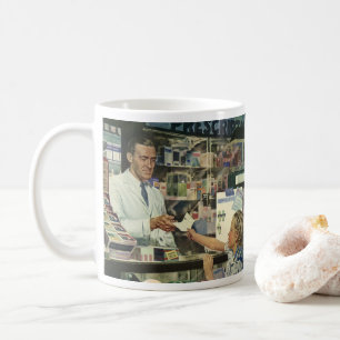 Vintage Medicine, Pharmacist and Girl at Pharmacy Coffee Mug