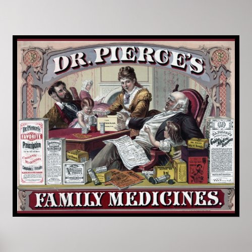 Vintage  Medicines Dr Pierces Family Medicines Poster