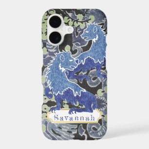 Vintage Medieval Art Featuring Blue Lions  iPhone 17 Case