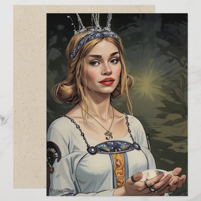 Vintage Medieval Bride Tiara Scrapbook Paper (Front/Back)