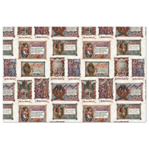 Vintage Medieval Christmas Collage Tissue Paper