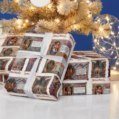 Vintage Medieval Christmas Collage Wrapping Paper