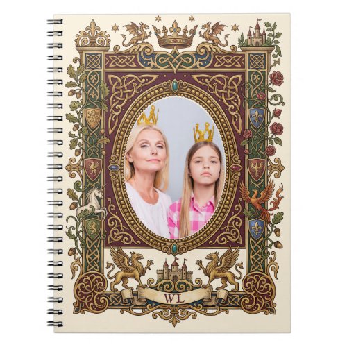 Vintage Medieval Fairytale Monogram Photo Custom Notebook