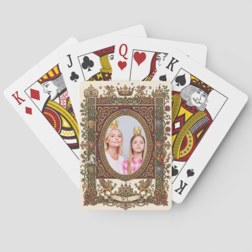 Vintage Medieval Fairytale Monogram Photo Custom Poker Cards
