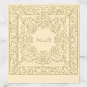 Vintage Medieval Fantasy Gold Cream Wedding Envelope Liner