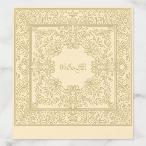 Vintage Medieval Fantasy Gold Cream Wedding Envelope Liner