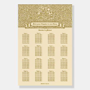 Vintage Medieval Gold Cream Wedding Seating Chart Foam Board