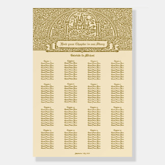 Vintage Medieval Gold Cream Wedding Seating Chart  Foam Board