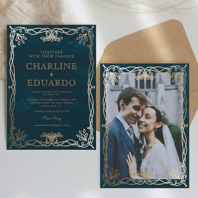 Vintage Medieval Gold Ivy Wedding  Invitation (Creator Uploaded)