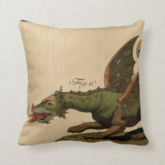 Vintage Medieval Green Dragon Throw Pillow