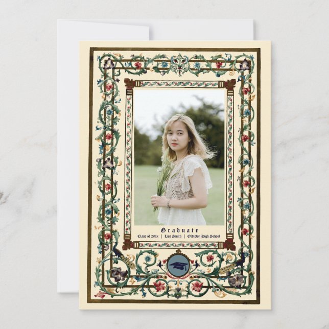 Vintage "Medieval" Illuminated Graduation Invitation (Front)