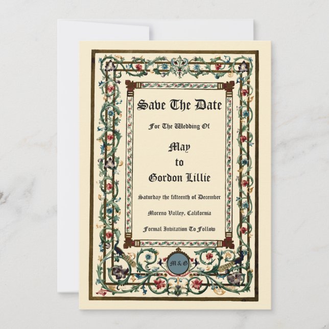 Vintage "Medieval" Illuminated Wedding Invitations (Front)