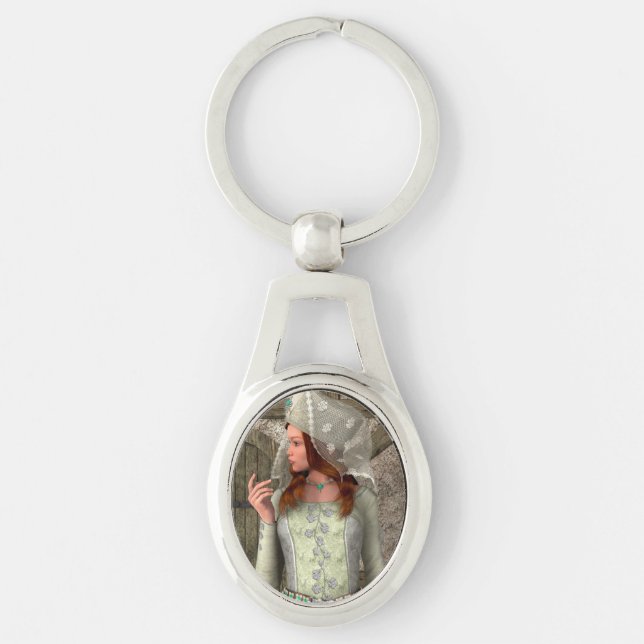 Vintage Medieval Princess Renaissance Art Keychain (Front)