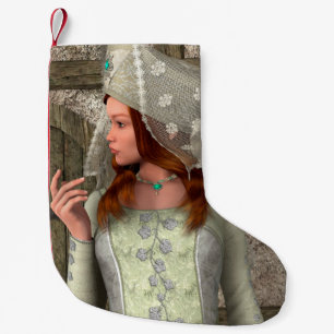 Vintage Medieval Princess Renaissance Art Small Christmas Stocking