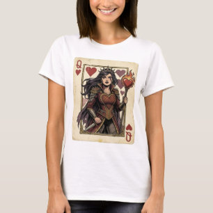 Vintage Medieval Queen of Hearts Flame Crown T-Shirt