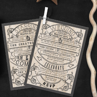 Vintage Medieval Renaissance Typography Wedding Invitation