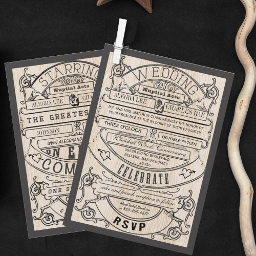 Vintage Medieval Renaissance Typography Wedding  Invitation