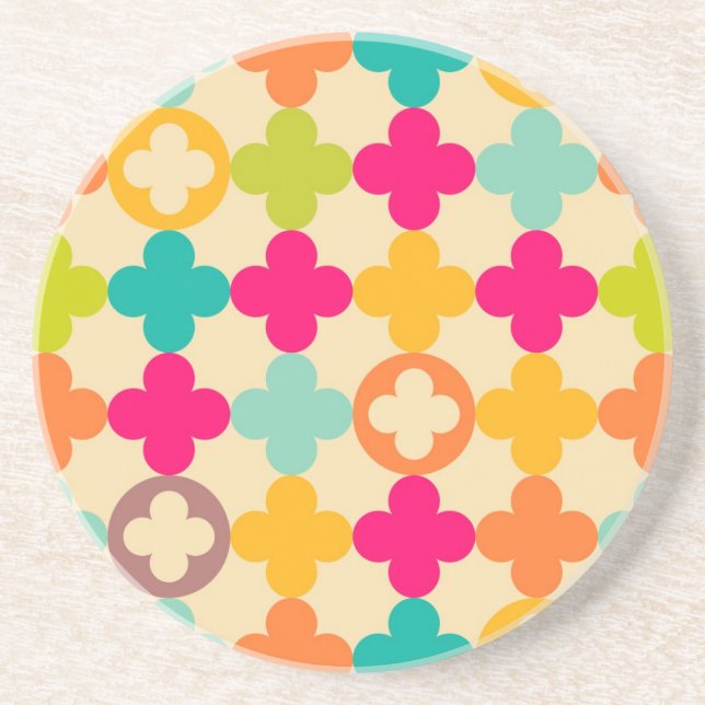 Vintage medieval rosette pattern drink coaster (Front)