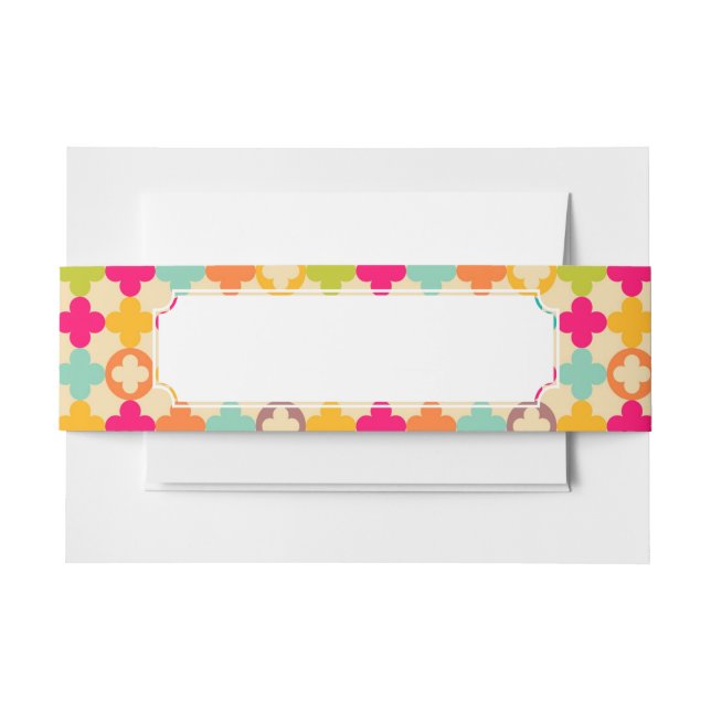 Vintage medieval rosette pattern invitation belly band (Front Example)