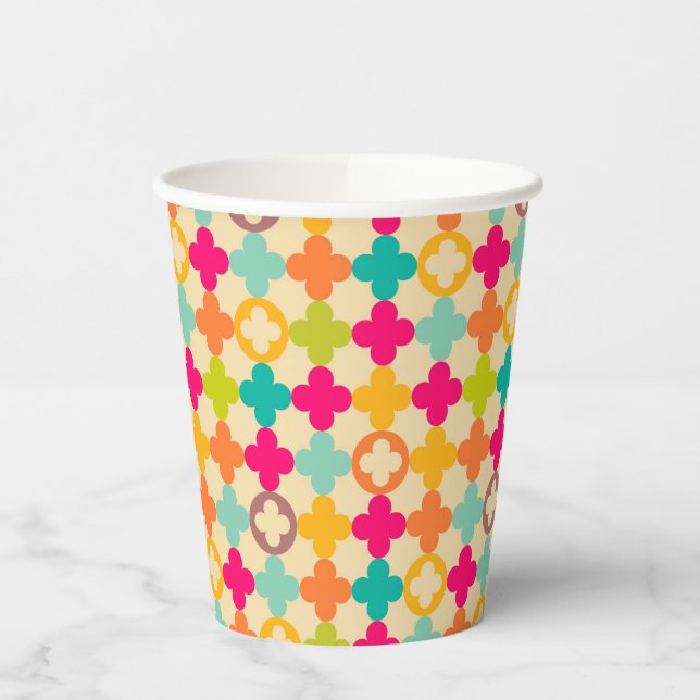 Vintage medieval rosette pattern paper cups (Left)